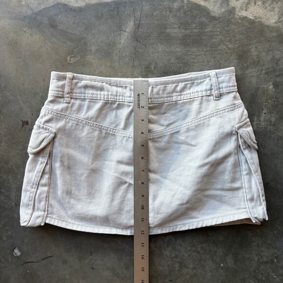 Garage Cargo Mini Skirt Skort Women's TP/XS Beige Utility Denim Jean Skort - Picture 8 of 10